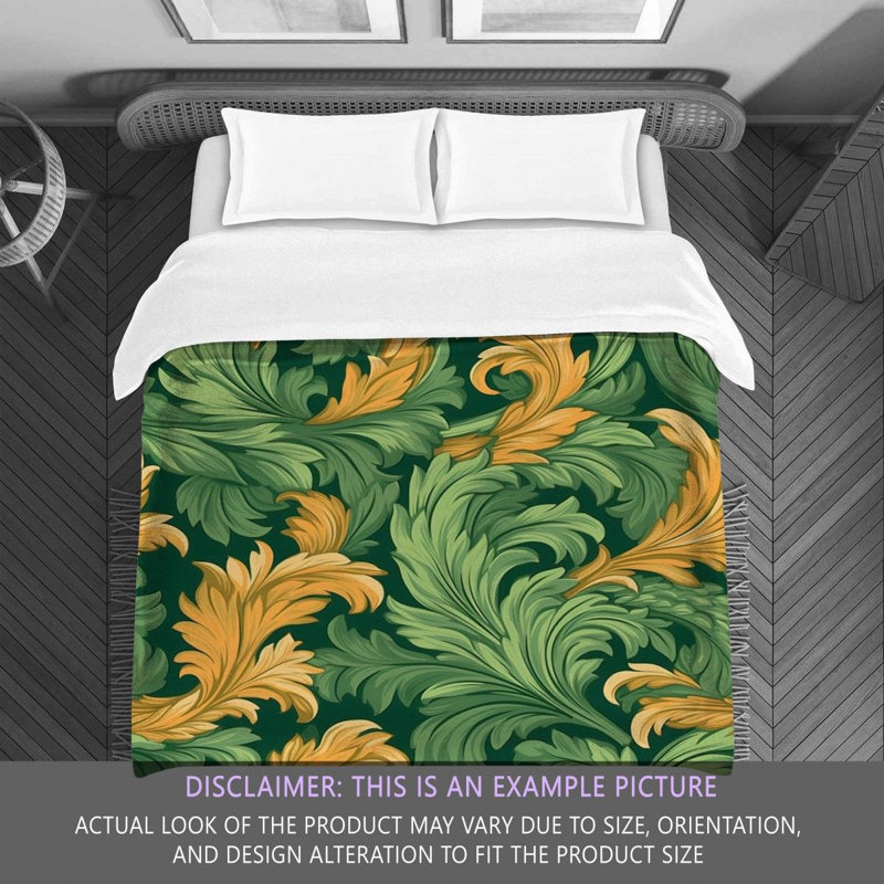 Polyester Comforter, Green/Orange Floral, Twin Extra Long Comforter