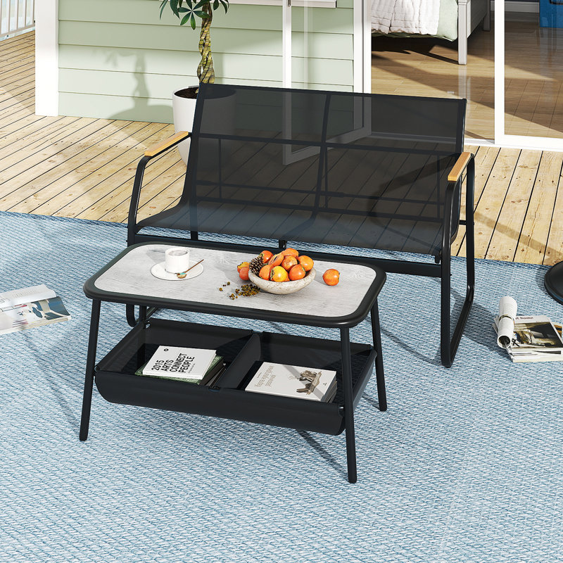 Garden 2 Pieces Patio Furniture Set Outdoor Loveseat And Coffee Table Set