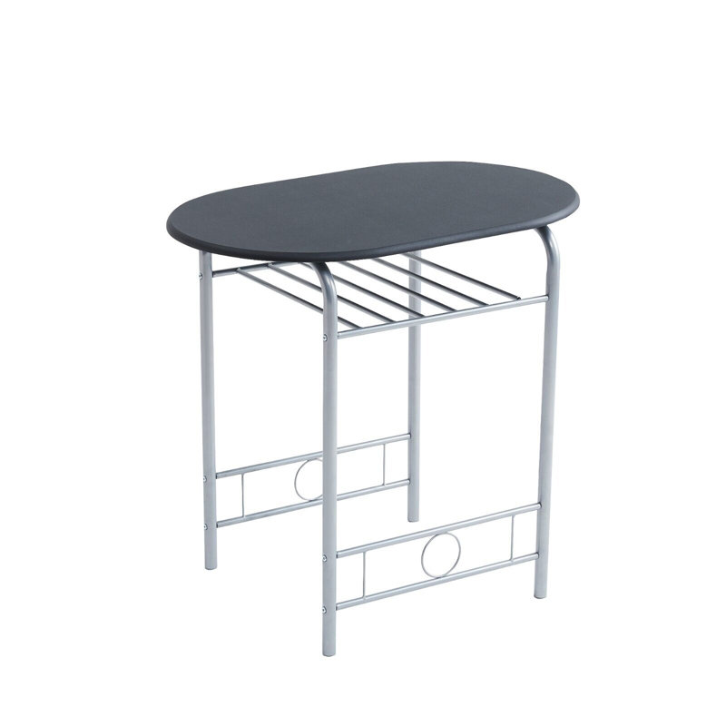Leund 2 - Person Dining Set, Black, Silver, Black