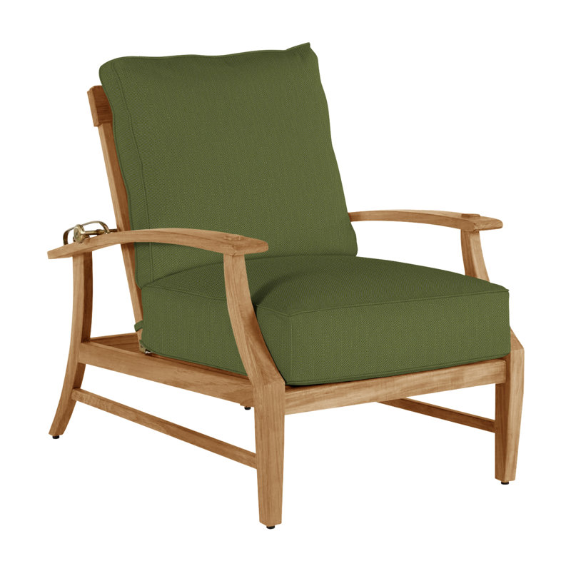 Fauteuil inclinable extérieur Croquet, No Welt + Standard Fill, Forêt de lin, Teck naturel