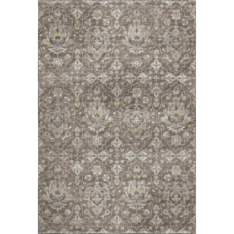 Premium Machine Washable Alliah AMF94 Brown Rug