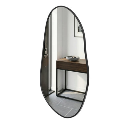 Asymmetrical Metal Framed Tempered Glass Wall Mirror