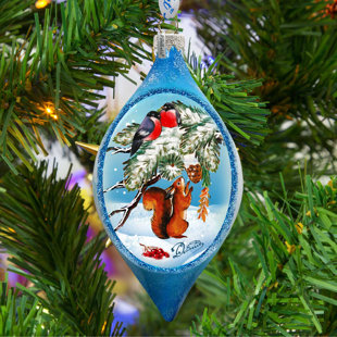 Ornement en forme de diamant Holiday Holiday Splendor Squirrel Bird