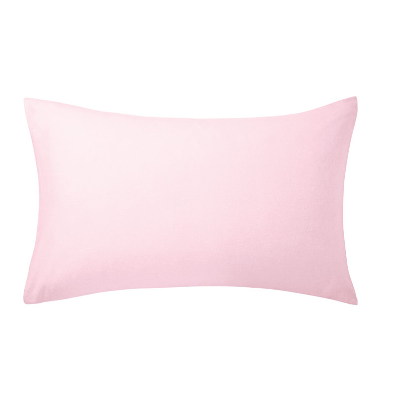100% Brushed Cotton Housewife Pilloecase, Baby Pink