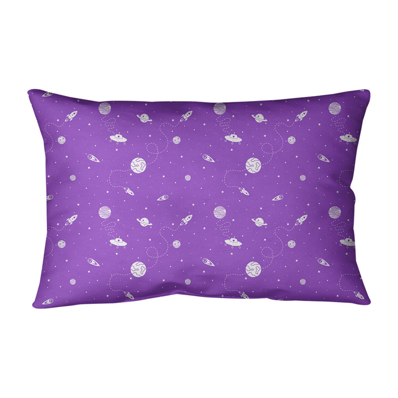 Housse de coussin rectangulaire Katelyn Elizabeth, Polyester / Bourre en polyester, Mauve / Blanc