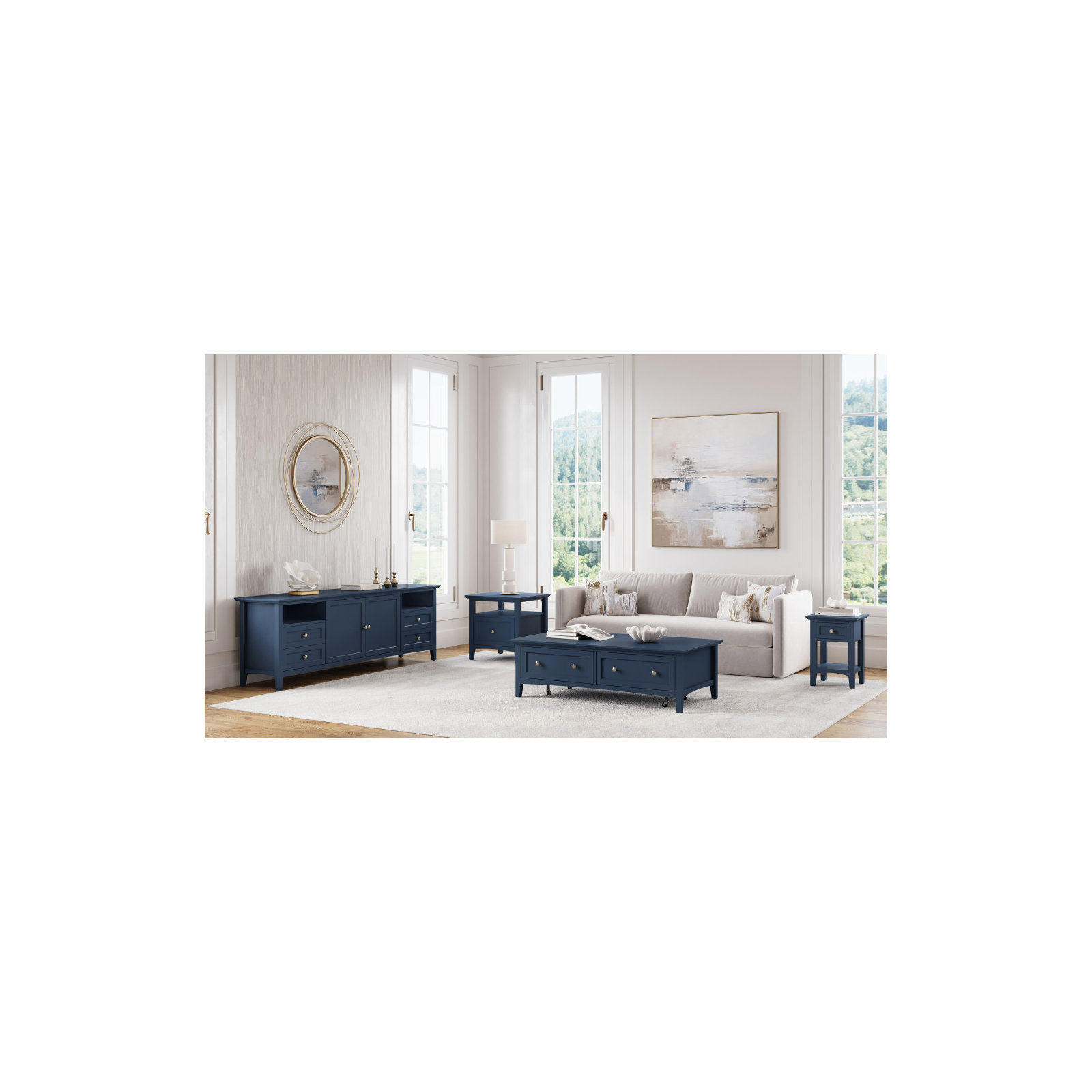 Renee Rectangle Coffee Table, Blue