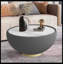 Table basse moderne en cuir fritté avec dessus en pierre pour meubles de salon-1197524891