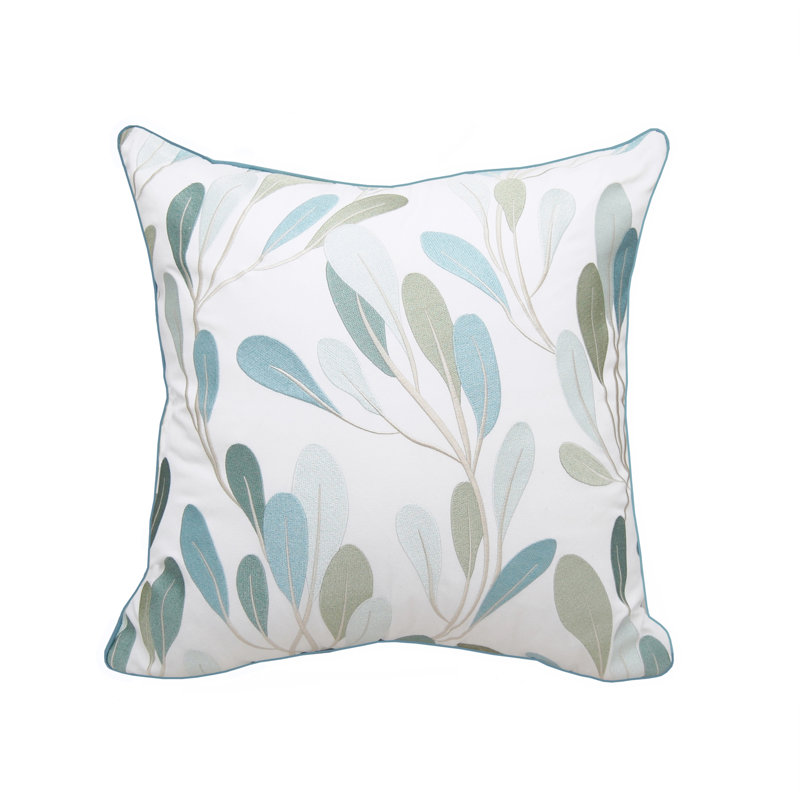 Embroidered Outdoor Throw Pillow