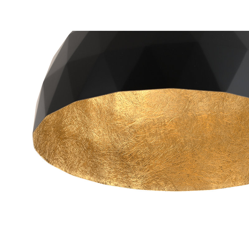 Sandown 1 - Light Dome Pendant, Black, Black/Gold, 90cm H x 35cm W x 35cm D