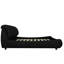 Grand lit tapissier, tête de lit moelleuse noire, structure en bois massif, lit plateforme de plusieurs tailles sans sommier, hauteurs disponibles