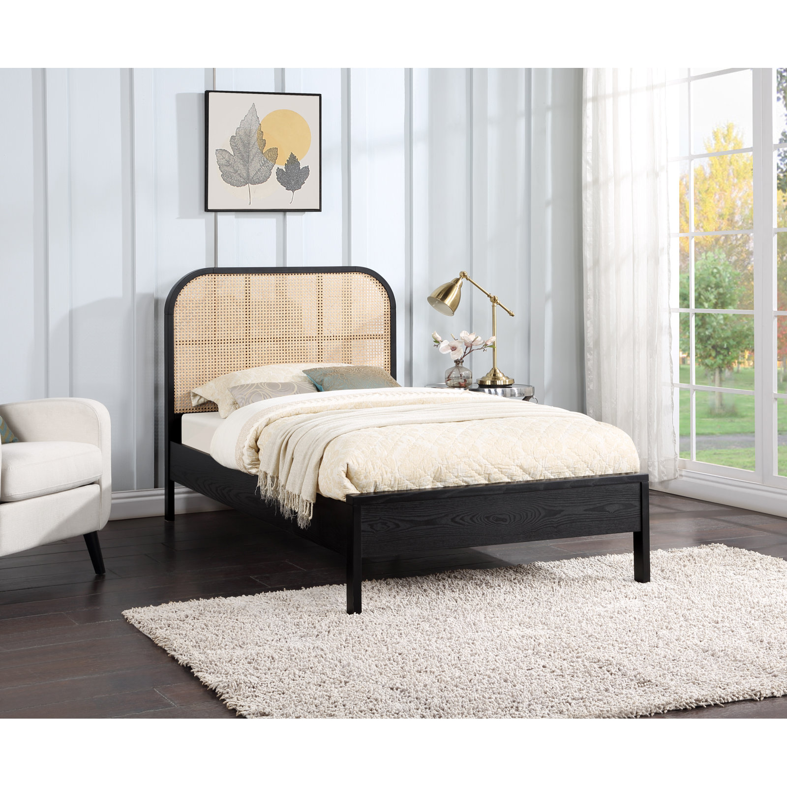 Cane Bed, Black, Twin