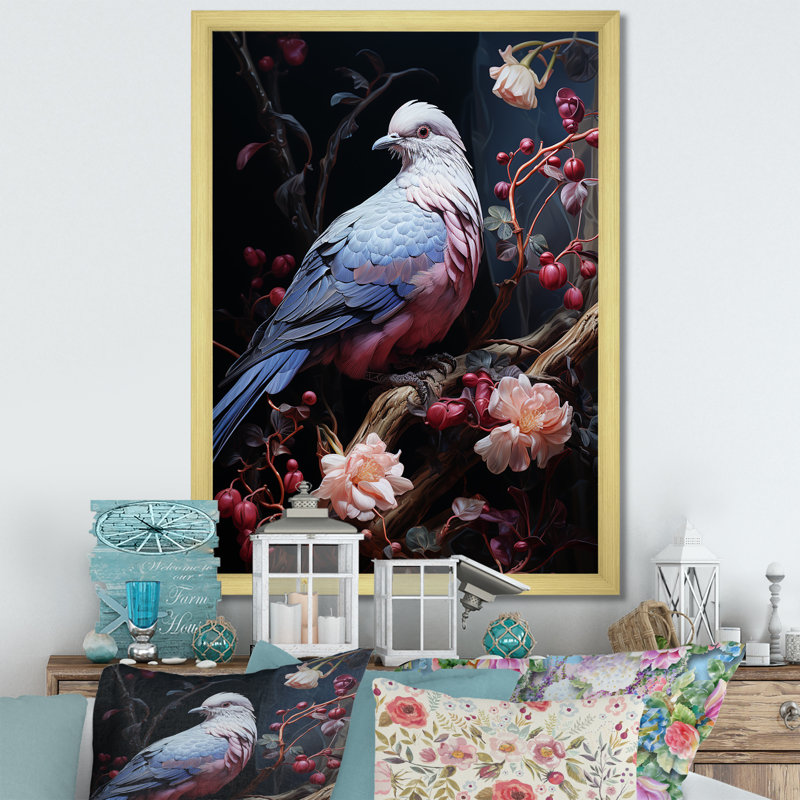 Dove Reverie I - art mural colombe, H 20 po x l 12 po x P 1 po, Cadre flottant brun