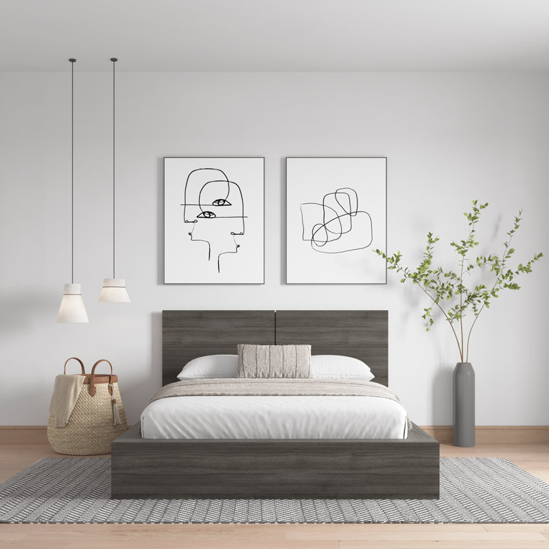 Guendolyn Platform Bed & Headboard, Queen, Gray