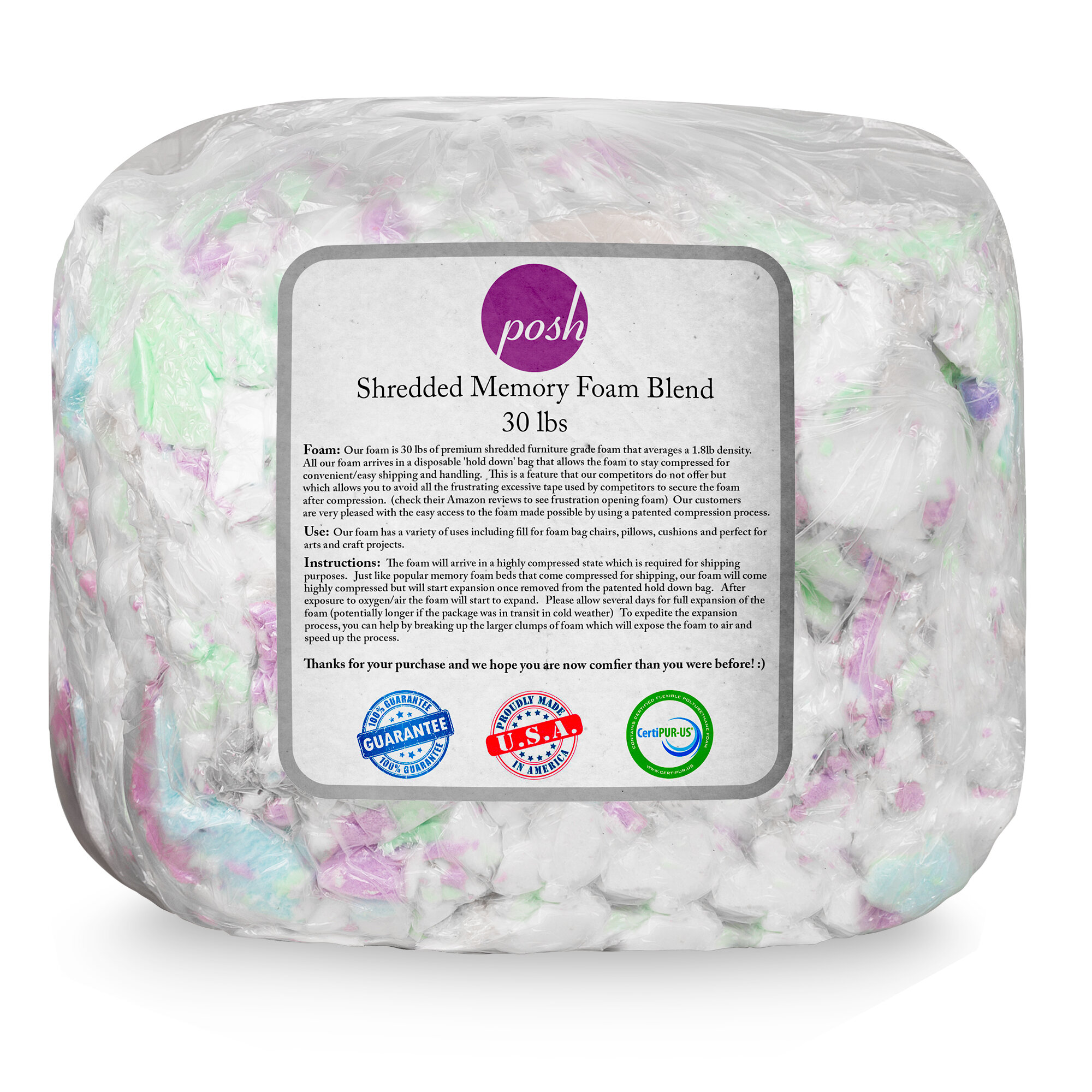 Shredded Memory Foam - Craft Foam - Re Fill for Pillows Bean Bags