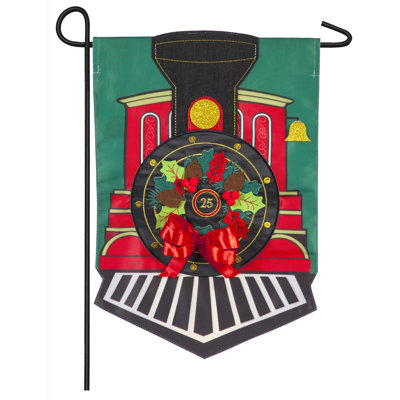 Train de noël 2 côtés en polyester 18 x 13 po drapeau de jardin