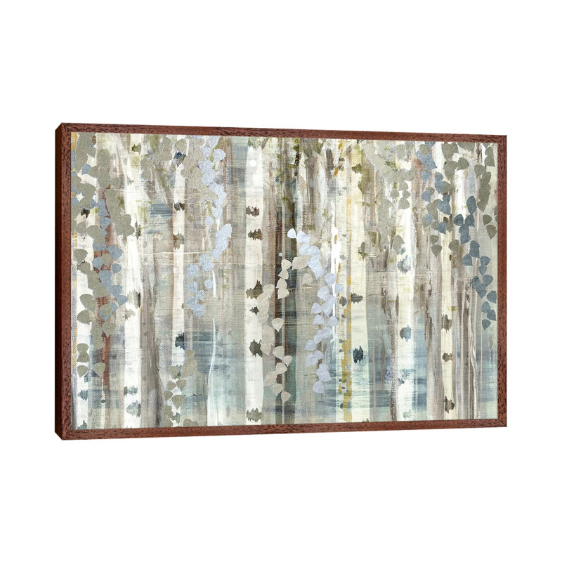 Birch Wood Meadow by Susan Jill - Print on Canvas, 101.6 cm H x 66.04 cm W, Classic Brown Wood Framed