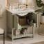 Meuble-lavabo vert de 76 cm avec lavabo en céramique et rangement polyvalent-728660371