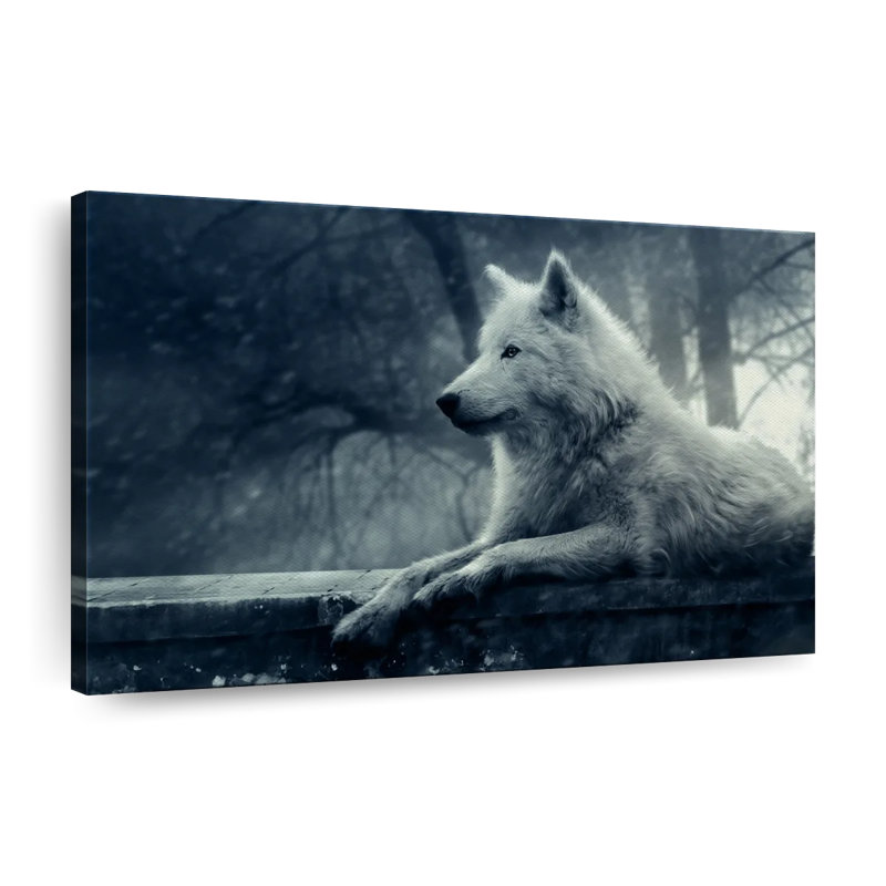 Loup arctique sur toile, H 20 po x l 30 po x P 1,25 po