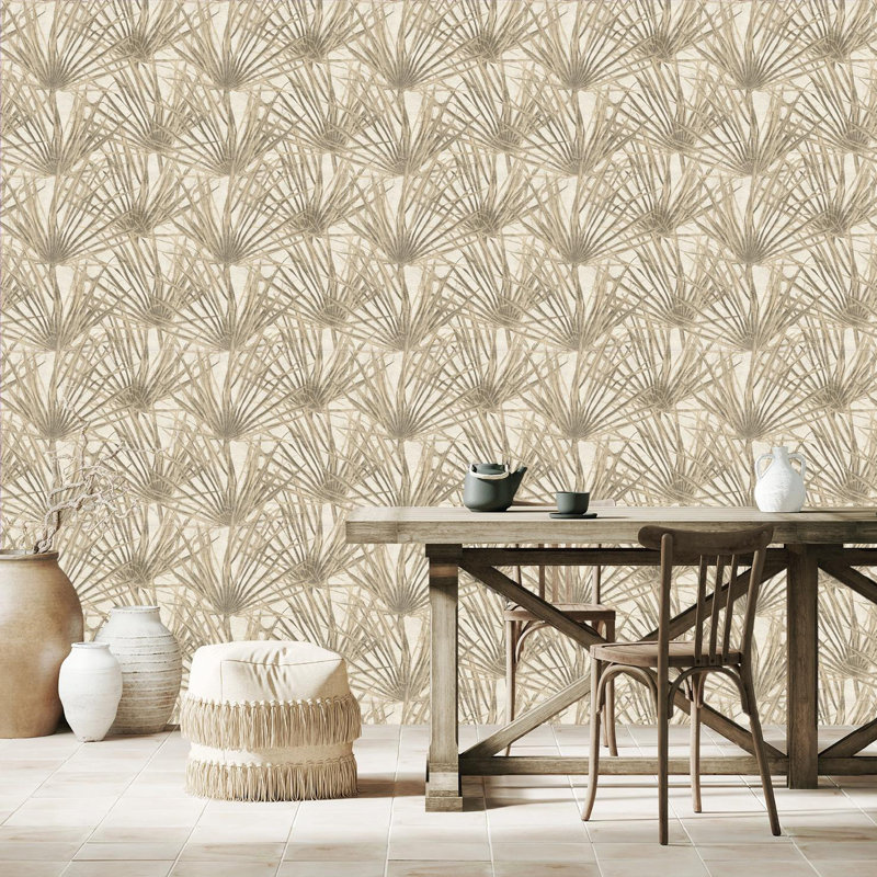 Papier peint double feuille de palmier non tissé Dusty, Greche