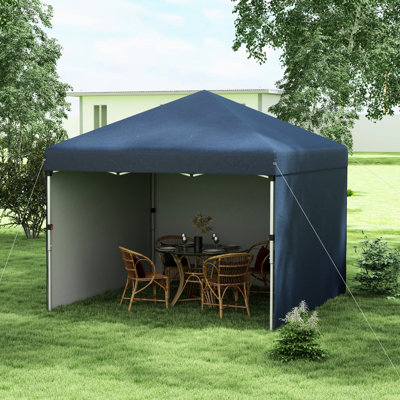 Pop Up Canopy 10' X 10'. 3 Sidewalls, Adjustable Height Design. Uv30+ . Carry Bag & Leg Weight Bags Included. Navy Blue Patio Gazebo Event