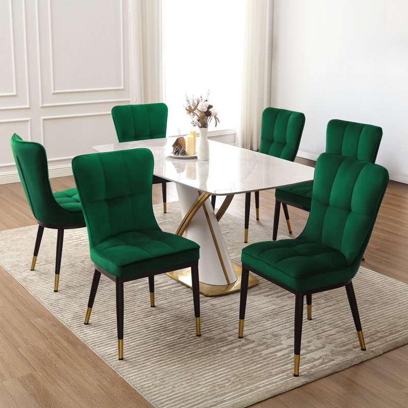 Guitierrez Velvet Upholstered Parsons Chair, Green
