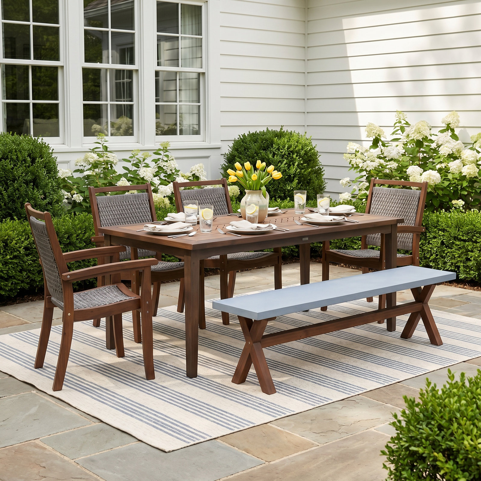 Fleur 76" Eucalyptus Patio Dining Set