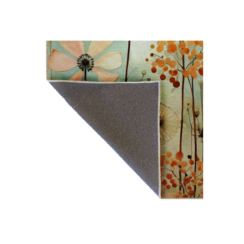 Tapis lavable à la machine à motif floral multicolore Pastel, Sous-tapis rectangulaire 2 pi 6 po x 4 pi 11 po