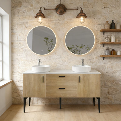 Meuble-lavabo de salle de bain avec lavabo en céramique