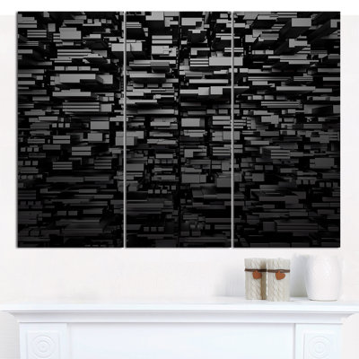 " Black 3D Geometric Background " 3 - Pieces