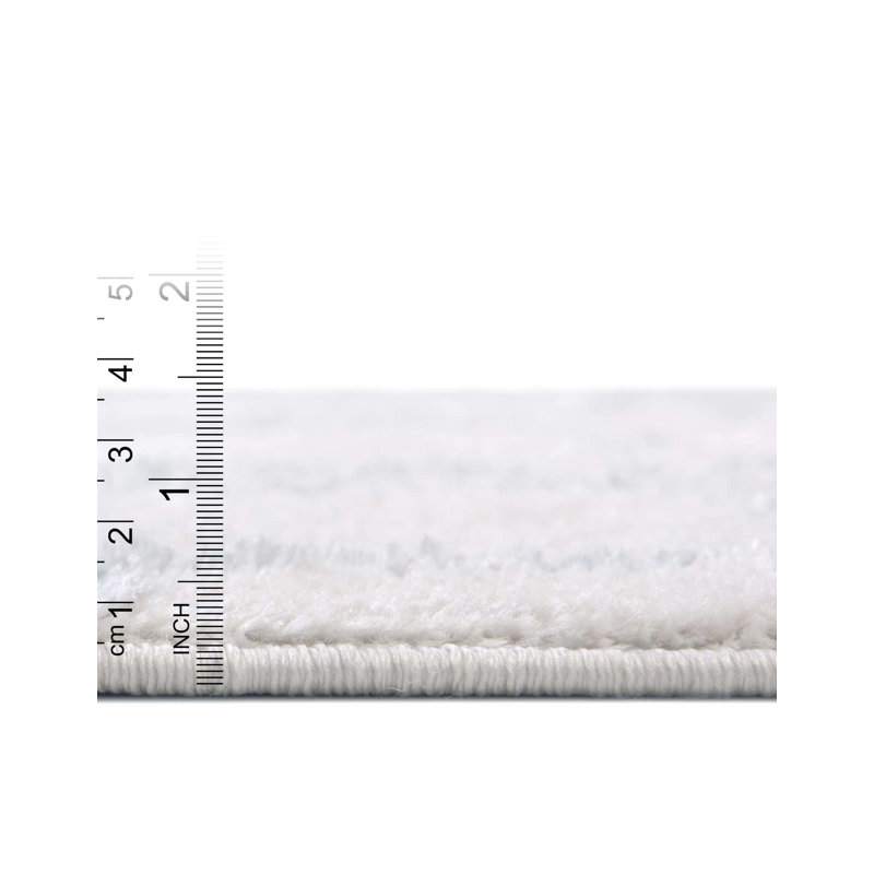Glam Geometric White Silver Area Rug, Oval 5'3" x 8'