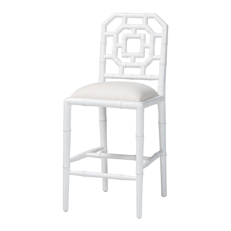 Tabouret de bar Boone de Bali & Pari, motif chinois, blanc, Blanc