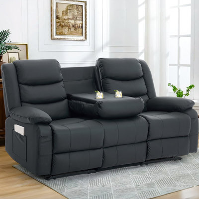 Canapé inclinable 3 places, canapé modulaire inclinable pour le salon et le cinéma maison, ensemble de fauteuil inclinable manuel, porte-gobelets cachés, ports USB, poches latérales