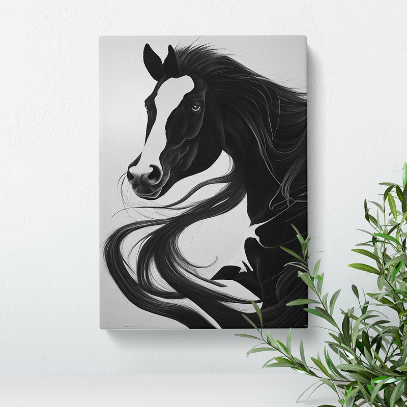 Monochrome Horse No.6 - Wrapped Canvas, 76cm H x 50cm W x 3cm D