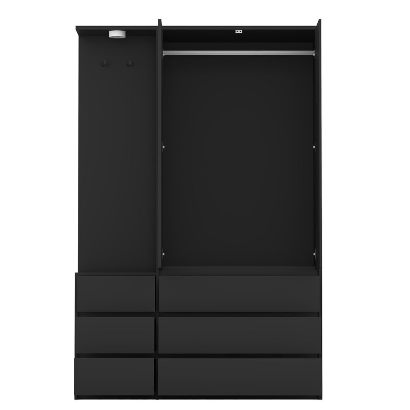 Garde-robe H 70,8 po, Noir
