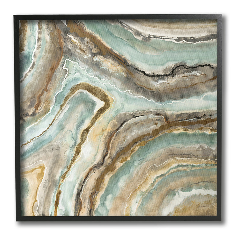 "Motif minéral Geode" par Liz Jardine, Estampe numérique encadrée blanc bord de mer, H 24 po x l 24 po