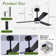 52" 3 - Blade Modern Ceiling Fan With Led Lights Remote App And Voice Control