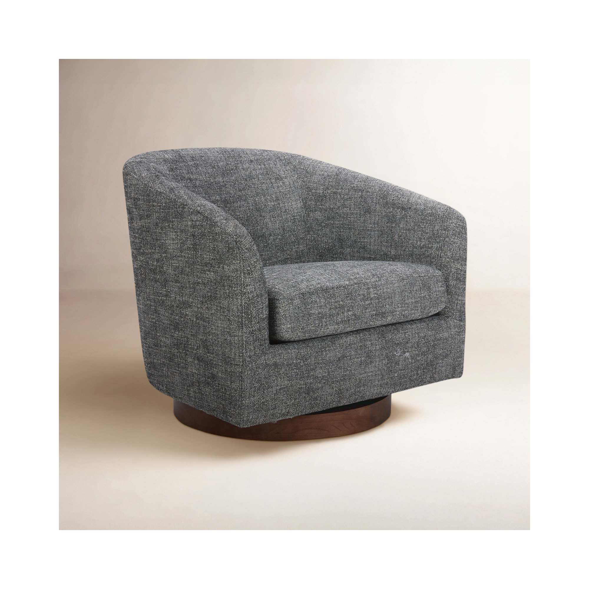 Bennett Upholstered Swivel Barrel Chair, Dark Gary