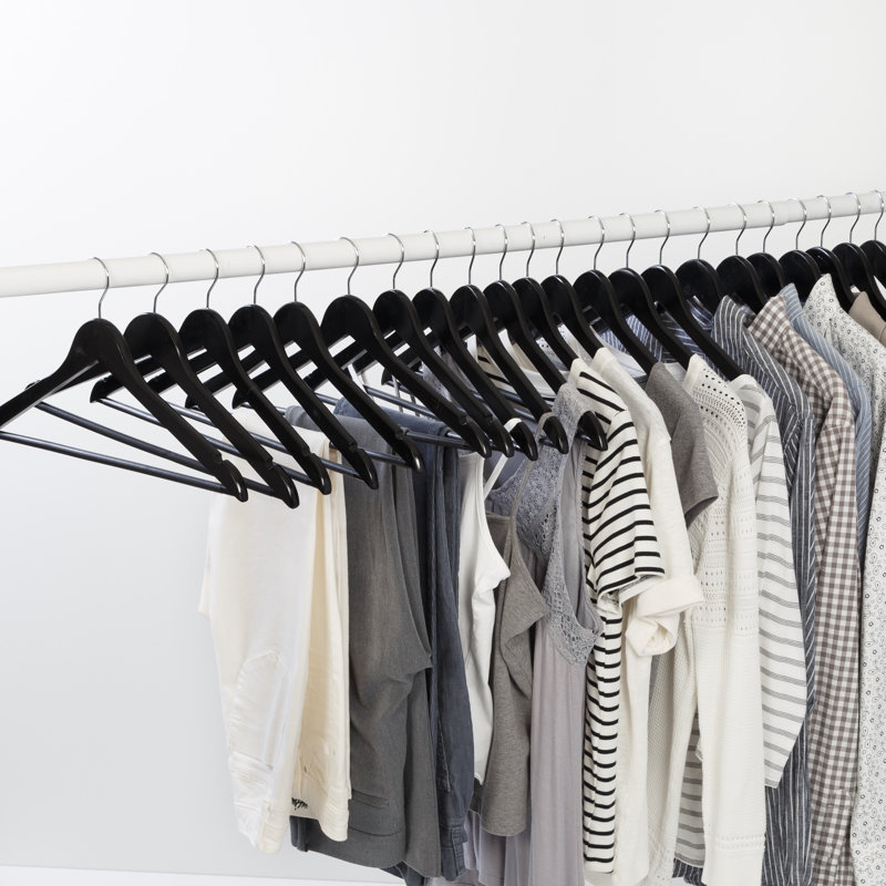 Black Wood Non-Slip Swivel Hook Suit Hangers, 24-Pack