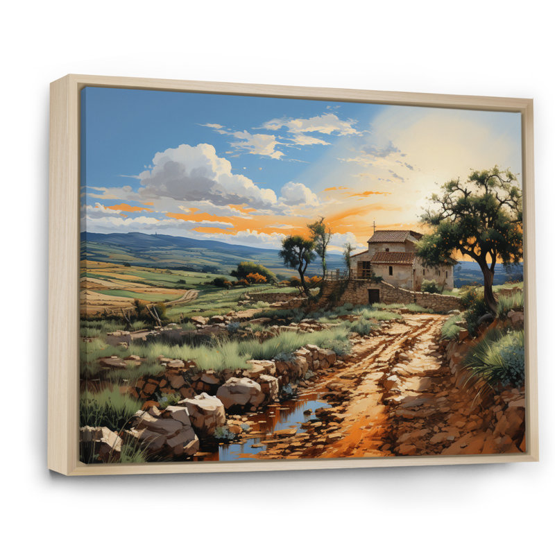 Italie, campagne sicilienne I sur impression sur toile, H 16 po x l 32 po x P 1 po, Cadre naturel flottant