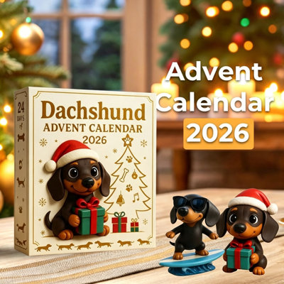 Christmas Decorations 2026 Dachshund Calendrier de l'Avent Drôle de teckel Calendrier de l'Avent avec compte à rebours de Noël de 24 jours pour les amoureux des chiens