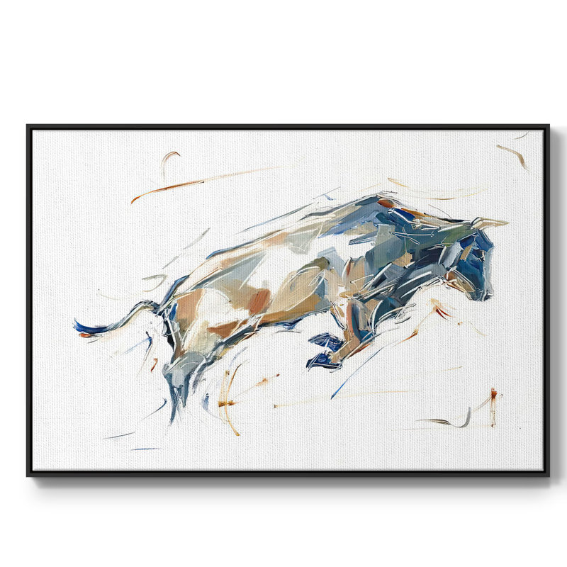 «Modern Bull Study I», reproduction encadrée sur toile, H 17 po x l 25 po x P 2 po, Noir