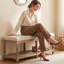 Linen Upholstered Storage Bench