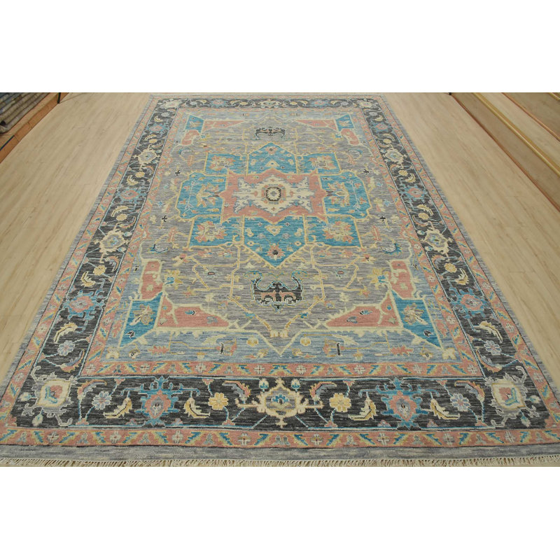 Tapis gris nouvel âge en laine 9 pi x 11 pi 11 po Muriam