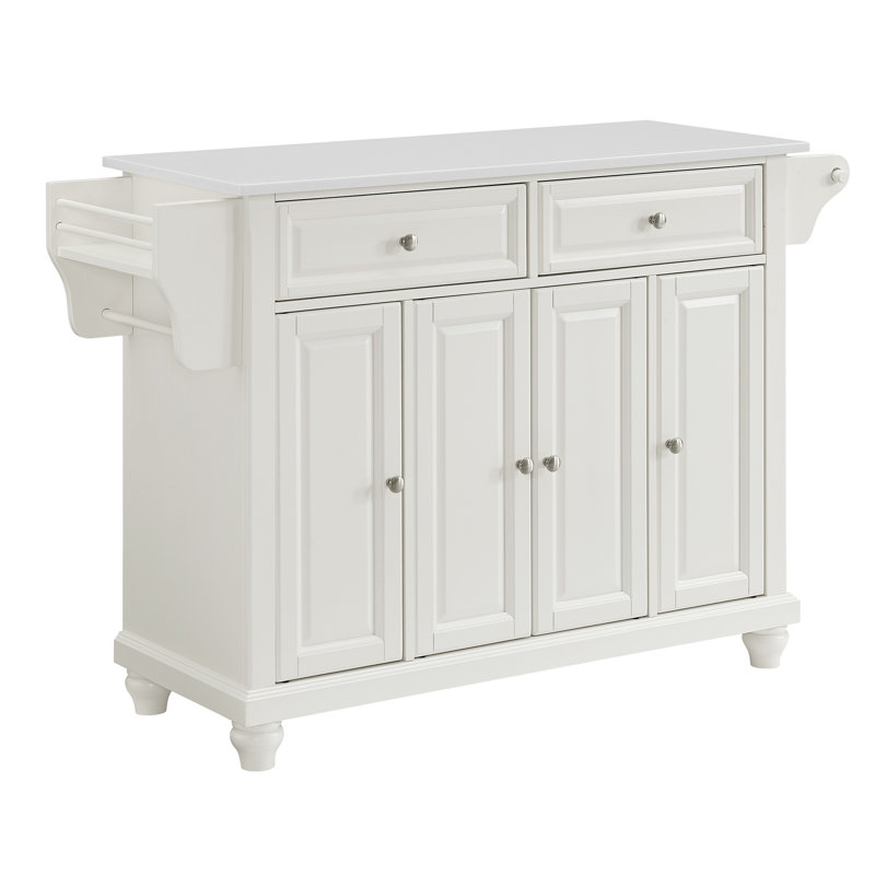 Baines Granite Top Kitchen Island, White