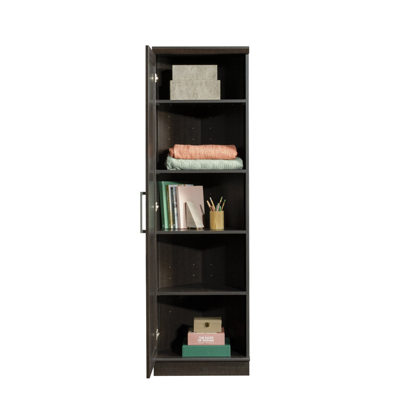 Engineered Wood Contemporary Corner Storage Cabinet With 5 Shelves, Brown