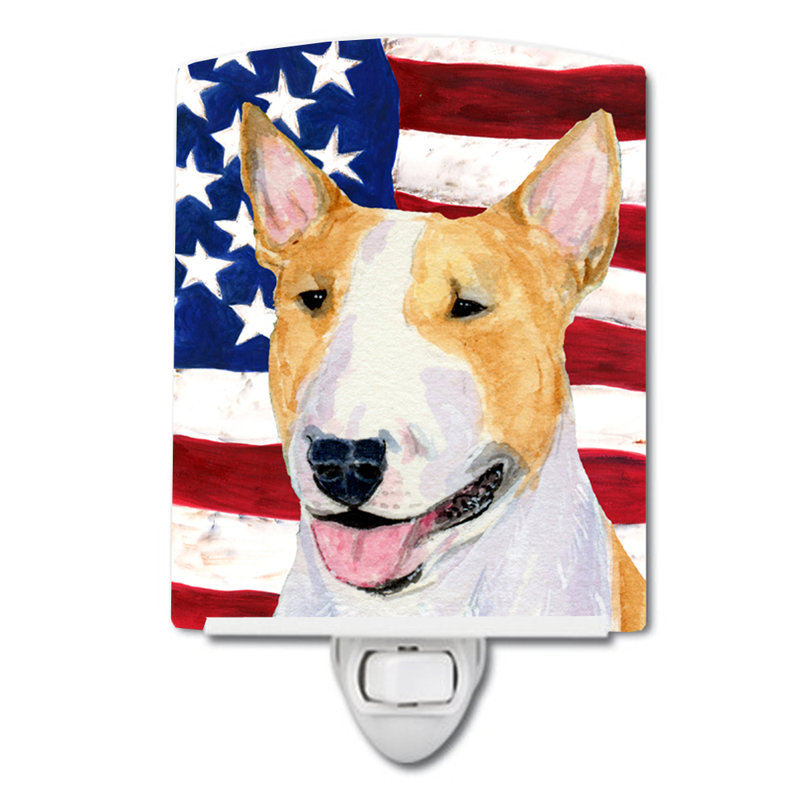 USA American Flag with Fox Terrier Ceramic Night Light, Bull Terrier