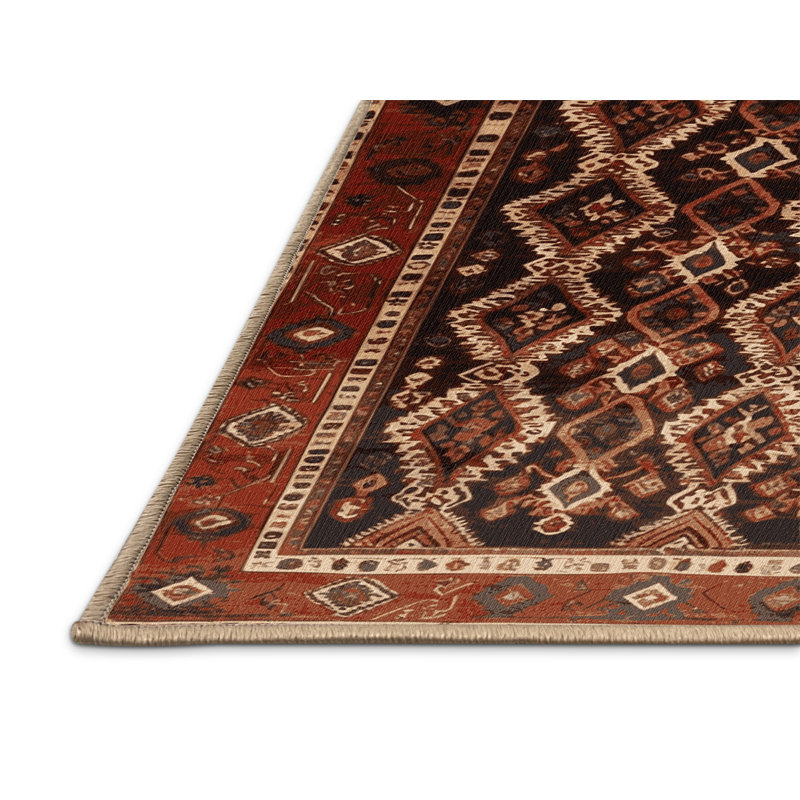 Tapis brun lavable à la machine, Rectangle 7 pi x 9 pi