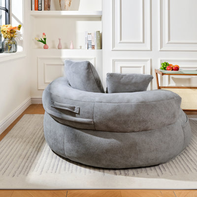 Fauteuil à billes géant de 5 pi avec rembourrage en mousse, canapé à billes surdimensionné pour adultes, canapé-lit confortable avec 3 coussins, fauteuil à billes pour salon, chambre à coucher, salle de jeux, dortoir