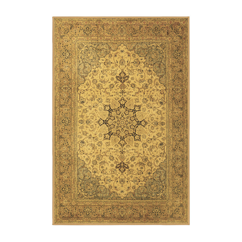 Tapis oriental brun / noir en laine et polyester tissé à la machine 7 pi x 9 pi Jerramy