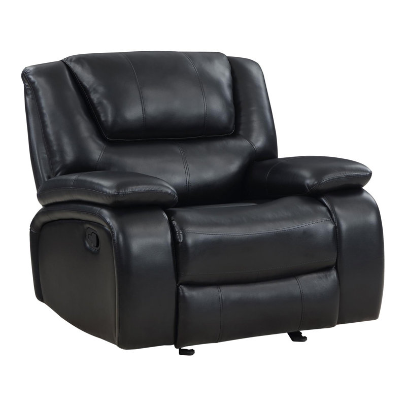 Torique Faux Leather Home Theater Seat, Black Faux Leather